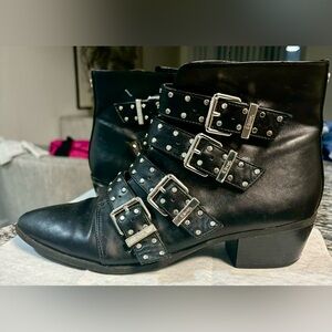 Black buckled booties